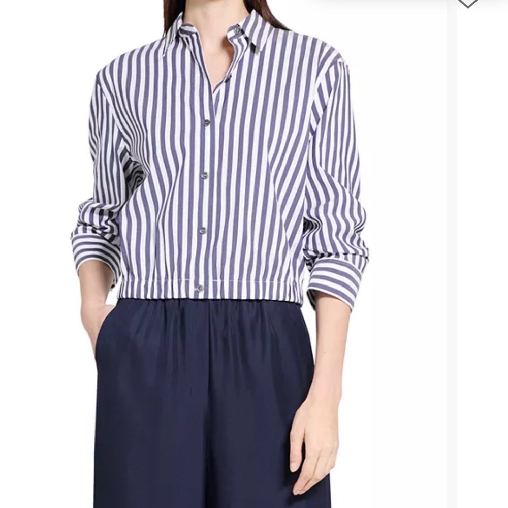 TheoryStriped Cropped Button-Down Shirt